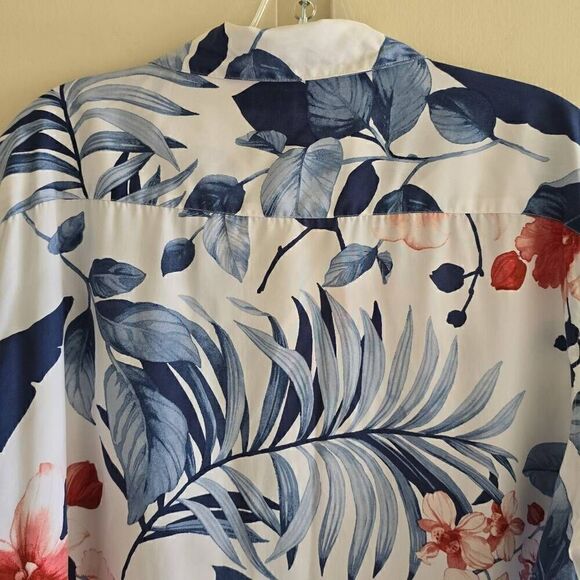 Marc Anthony luxury fabric white/blue/coral tropical print shirt, BWOT, XXL - Picture 5 of 7